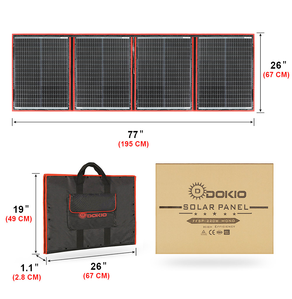 Dokio Brand Flexible Foldable  - Solar Panel 200W recension och pris